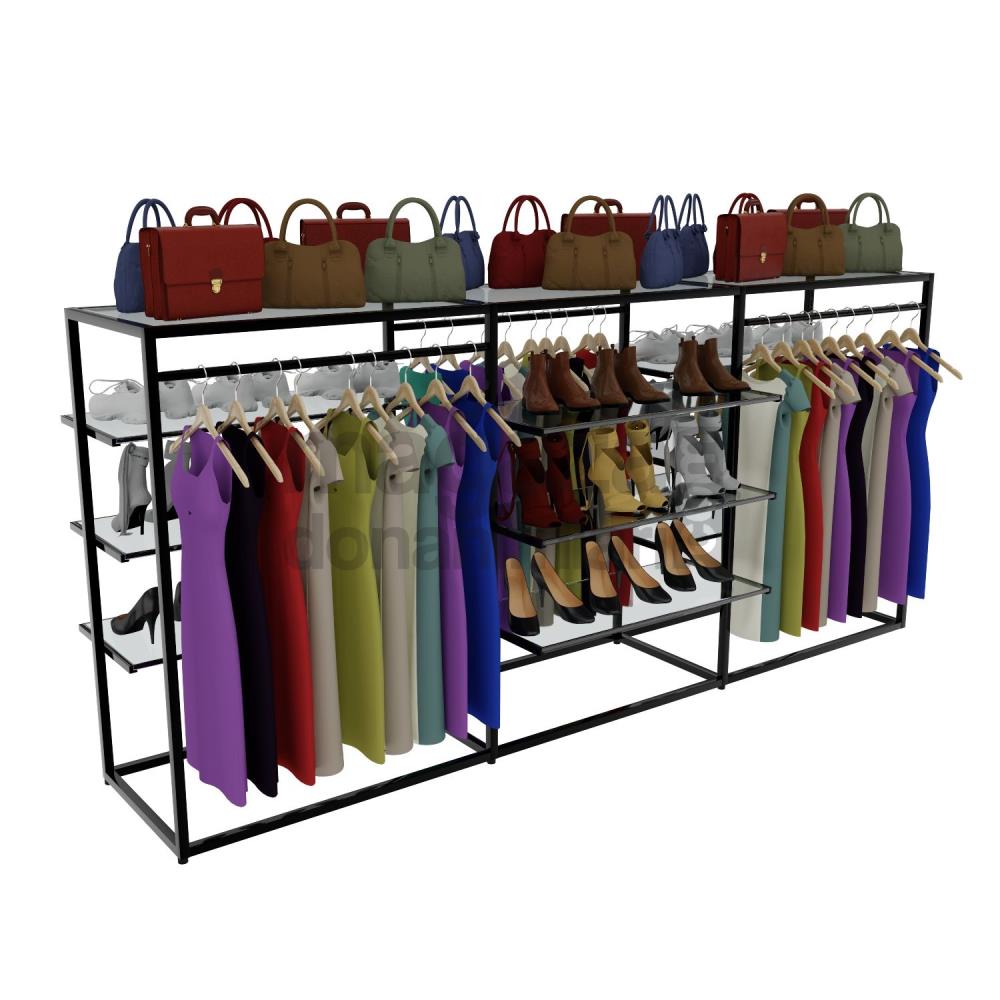 Üç Ana Gövdeli, 9 Raf Kollu, Askılı Orta Stand
